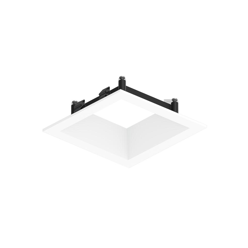 3" Apollo Square Flanged Downlight Trim with Clear Lens, Matte Powder White Finish