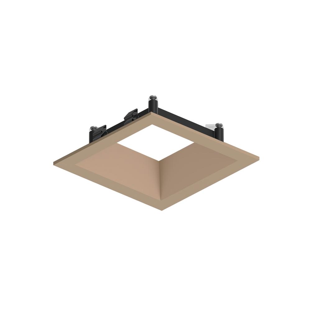 3" Apollo Square Flanged Downlight Trim with Clear Lens, Wheat Diffused Finish