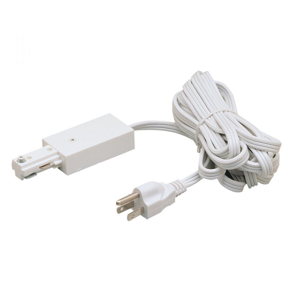 Live End Feed with 12' Cord and Plug for One-Circuit Track, White Finish