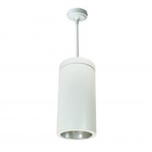 Nora NYLS3-6P1L335FC12DWW - 6" Sapphire III Pendant Mount White Cylinder, Diffused Clear Reflector/Matte Powder White