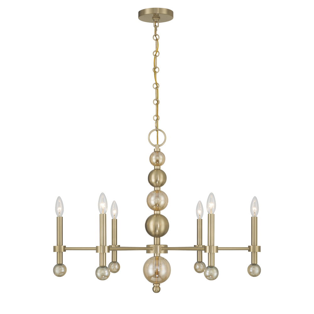 Crescent 6-Light Chandelier in Noble Brass