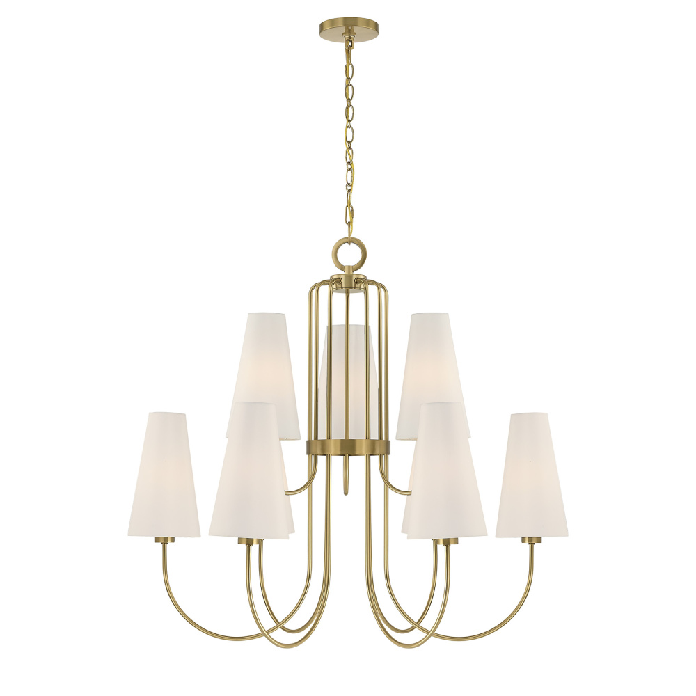 Wilkes 9-Light Chandelier in Warm Brass by Dann Foley