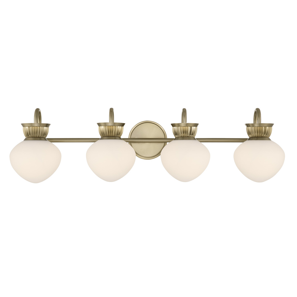 Melbourne 4-Light Bathroom Vanity Light in Noble Brass