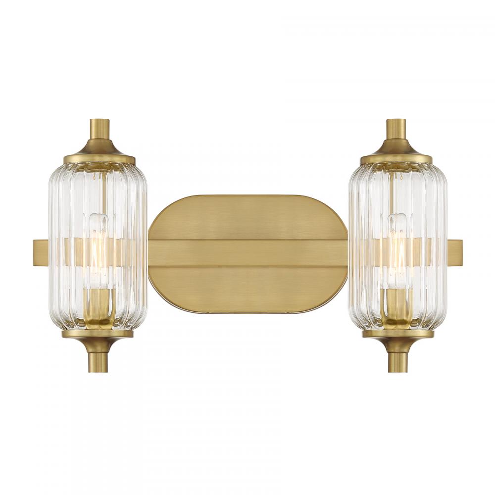 Holton 2-Light Bathroom Vanity Light in Warm Brass