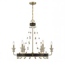 Savoy House 1-3804-6-143 - Iris 6-Light Chandelier in Matte Black with Warm Brass Accents