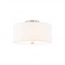 Justice Design Group FAB-9765-WHTE-NCKL - Classic 14" Drum Semi-Flush