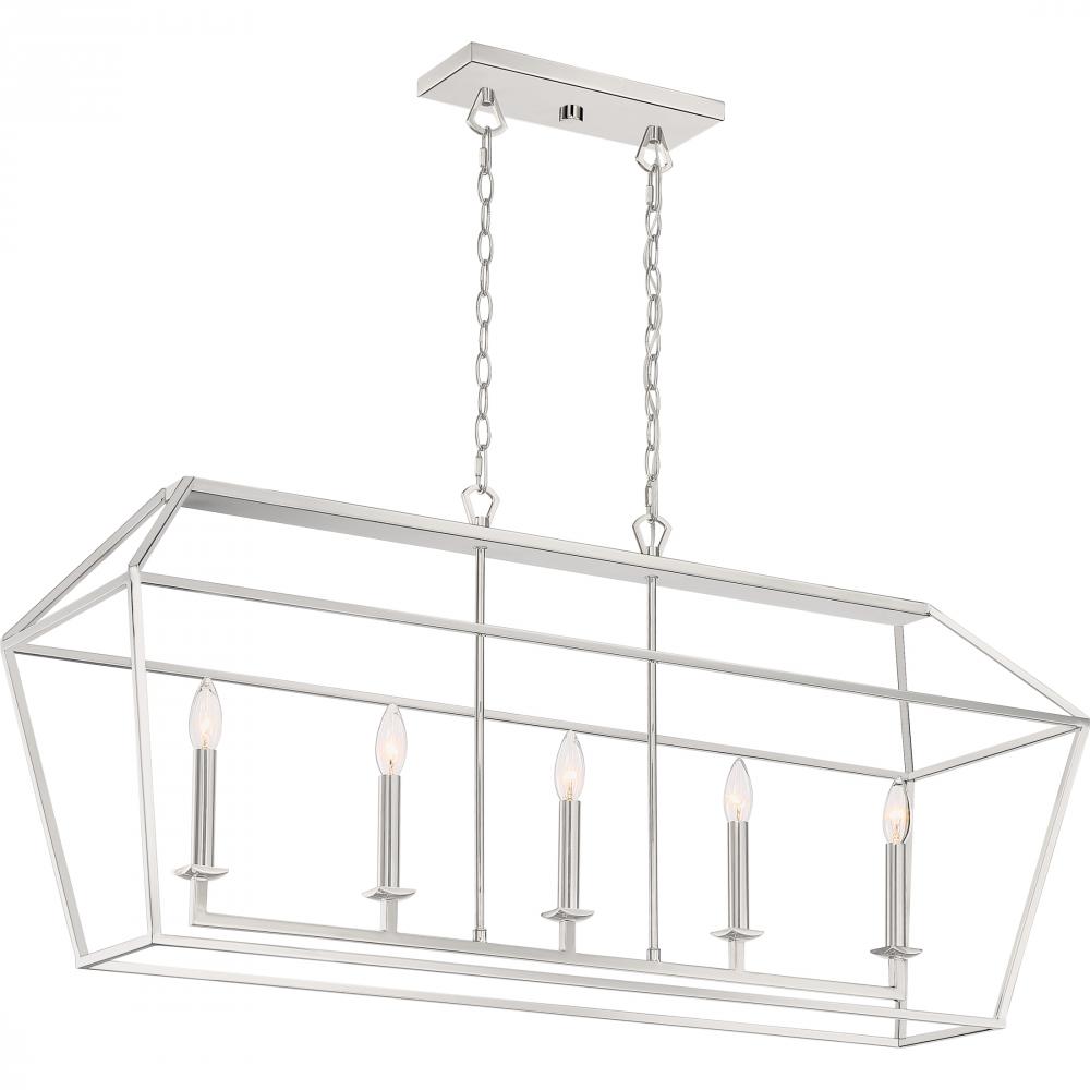 Aviary 5-Light Polished Nickel Linear Chandelier