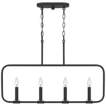 Quoizel ABR432MBK - Abner 4-Light Matte Black Linear Chandelier