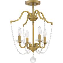 Quoizel SDY1716AB - Sunday 4-Light Aged Brass Semi-Flush Mount Light