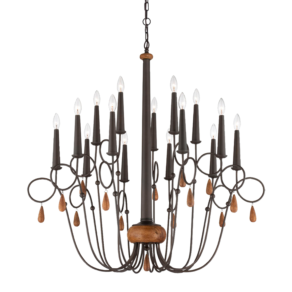 Corso, 15Lt Chandelier, Wood