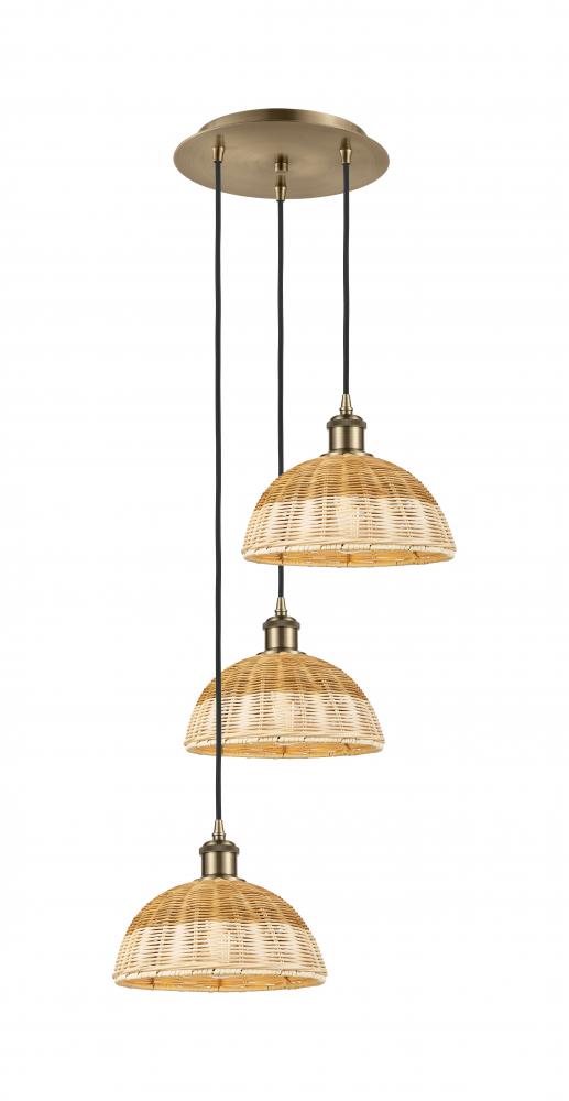 Bristol Natural II - 3 Light - 16 inch - Brushed Brass - Cord Hung - Multi Pendant