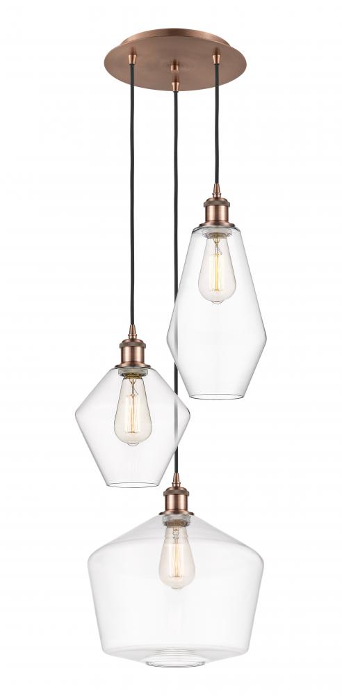 Cindyrella - 3 Light - 17 inch - Antique Copper - Cord hung - Multi Pendant