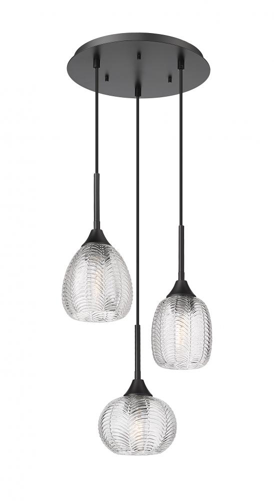 Berkshire - 3 Light - 15 inch - Matte Black - Cord Hung - Multi Pendant