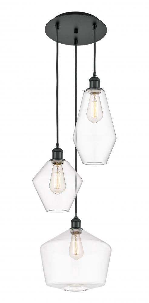 Cindyrella - 3 Light - 17 inch - Matte Black - Cord hung - Multi Pendant