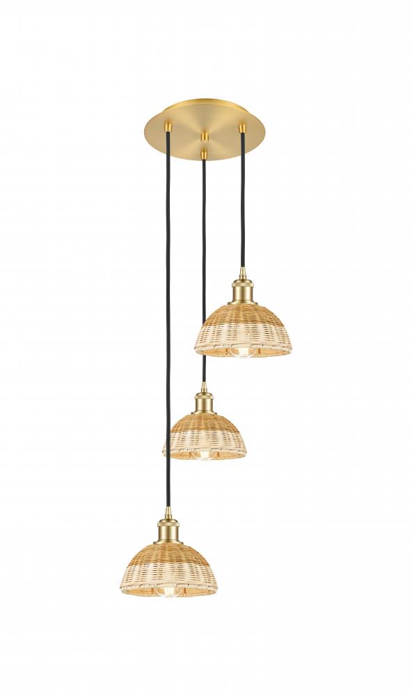 Bristol Natural II - 3 Light - 14 inch - Satin Gold - Cord Hung - Multi Pendant