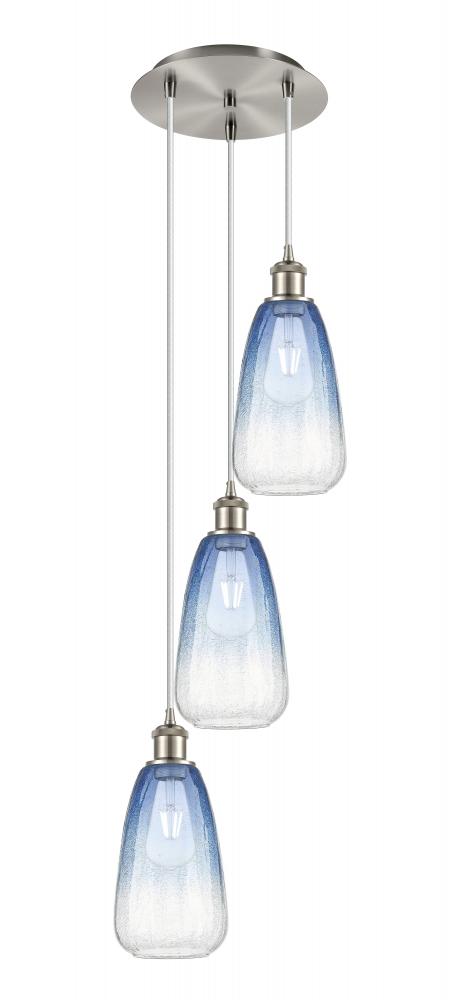 Brookhaven Almond - 3 Light - 13 inch - Brushed Satin Nickel - Cord Hung - Multi Pendant