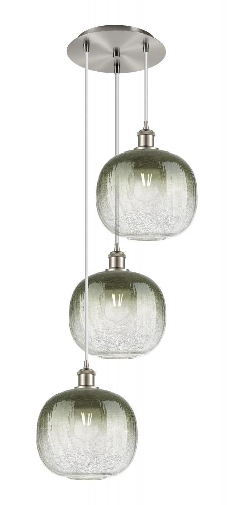 Brookhaven Sphere - 3 Light - 17 inch - Brushed Satin Nickel - Cord Hung - Multi Pendant