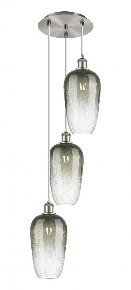 Brookhaven Flute - 3 Light - 14 inch - Brushed Satin Nickel - Cord Hung - Multi Pendant