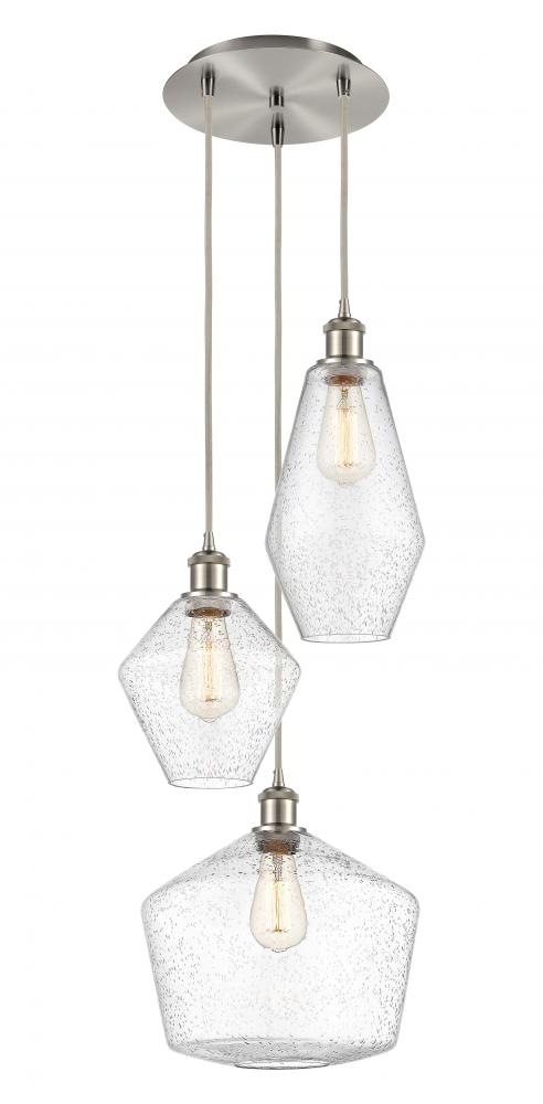 Cindyrella - 3 Light - 17 inch - Brushed Satin Nickel - Cord hung - Multi Pendant