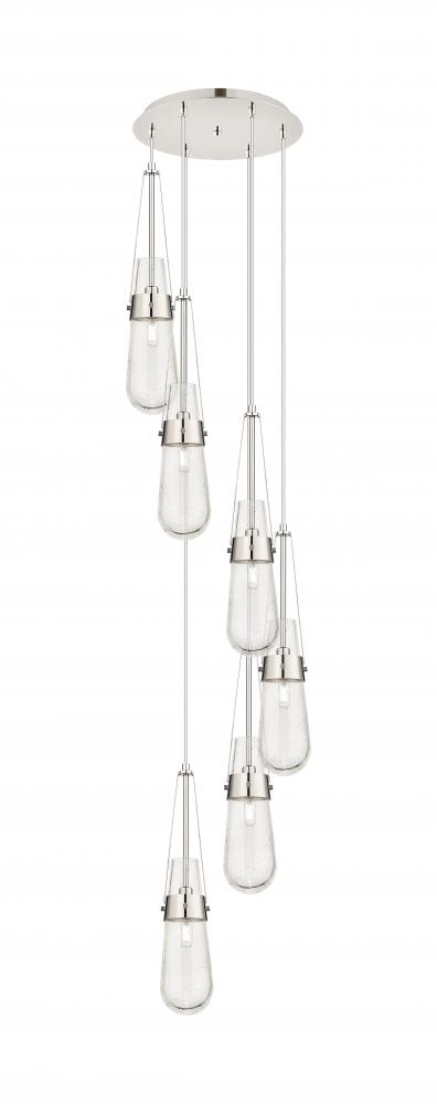 Milan - 6 Light - 15 inch - Polished Nickel - Multi Pendant
