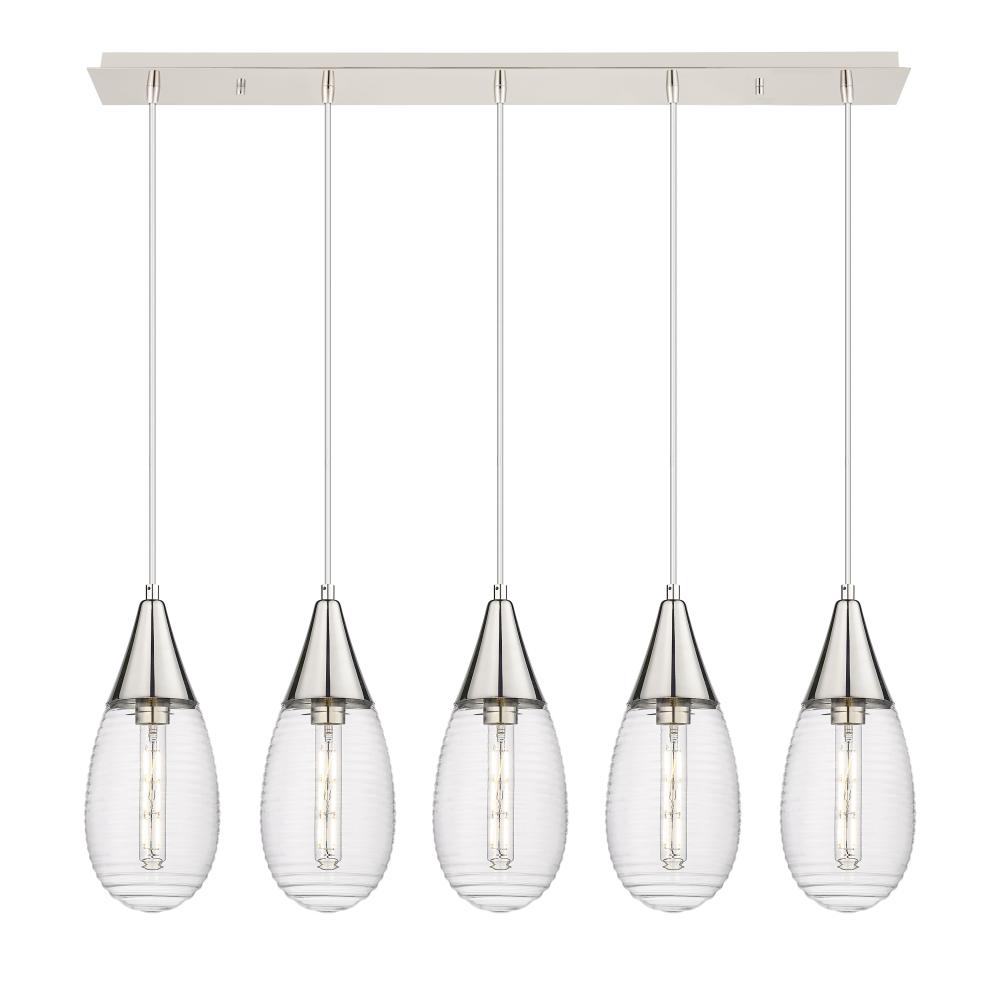 Malone - 5 Light - 38 inch - Polished Nickel - Linear Pendant