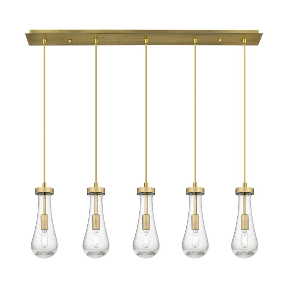 Owego - 5 Light - 37 inch - Brushed Brushed Brass - Linear Pendant