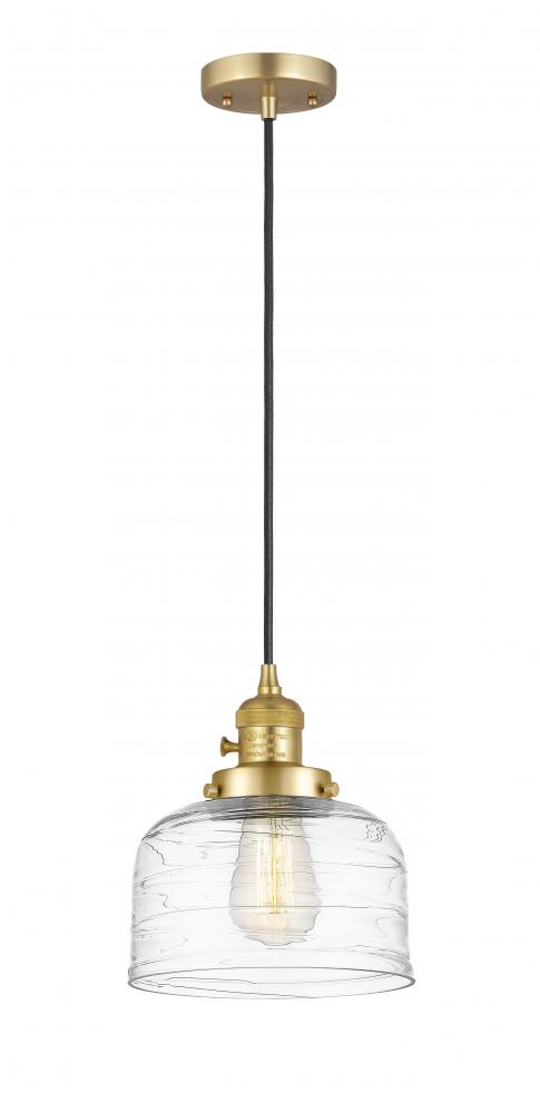 Bell - 1 Light - 8 inch - Satin Gold - Cord hung - Mini Pendant