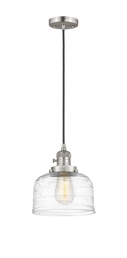 Bell - 1 Light - 8 inch - Brushed Satin Nickel - Cord hung - Mini Pendant