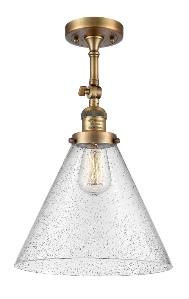 Cone - 1 Light - 12 inch - Brushed Brass - Adjustable Semi-Flush Mount