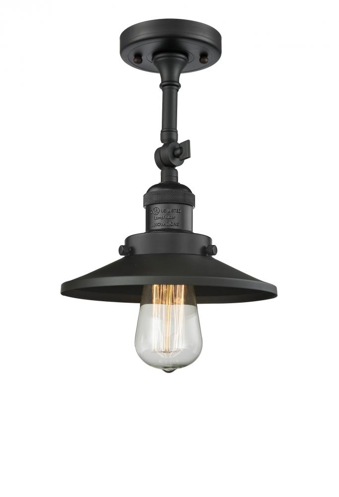 Railroad - 1 Light - 8 inch - Matte Black - Adjustable Semi-Flush Mount