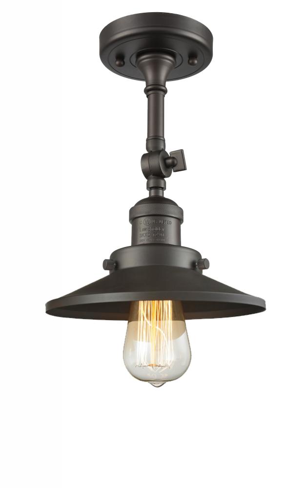 Railroad - 1 Light - 8 inch - Oil Rubbed Bronze - Adjustable Semi-Flush Mount