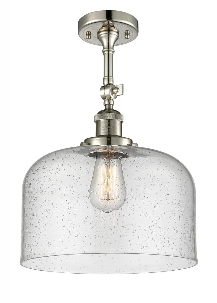 Bell - 1 Light - 12 inch - Polished Nickel - Adjustable Semi-Flush Mount