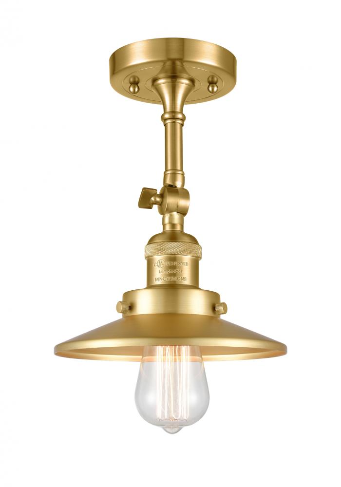 Railroad - 1 Light - 8 inch - Satin Gold - Adjustable Semi-Flush Mount