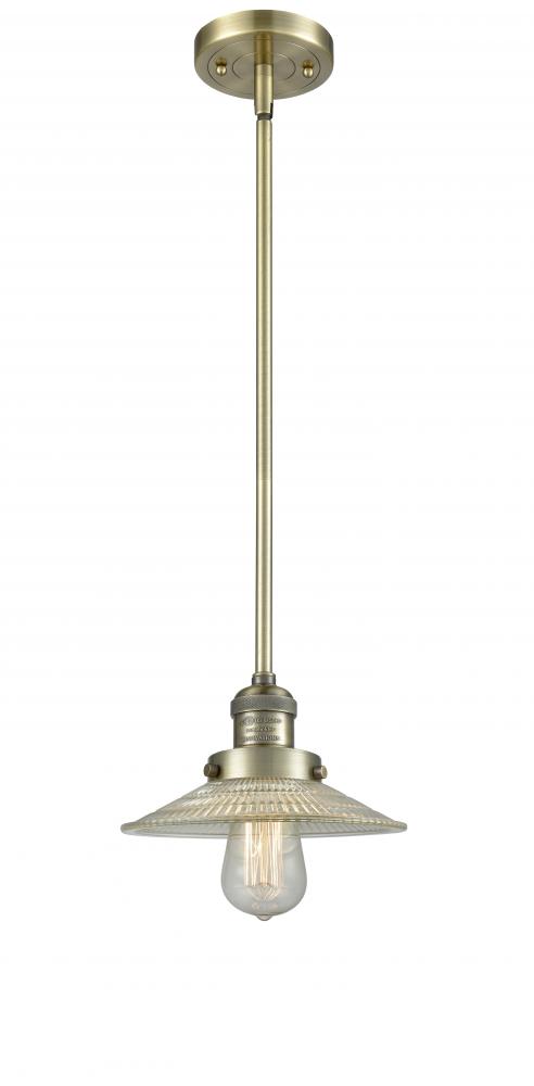 Halophane - 1 Light - 9 inch - Antique Brass - Stem Hung - Mini Pendant