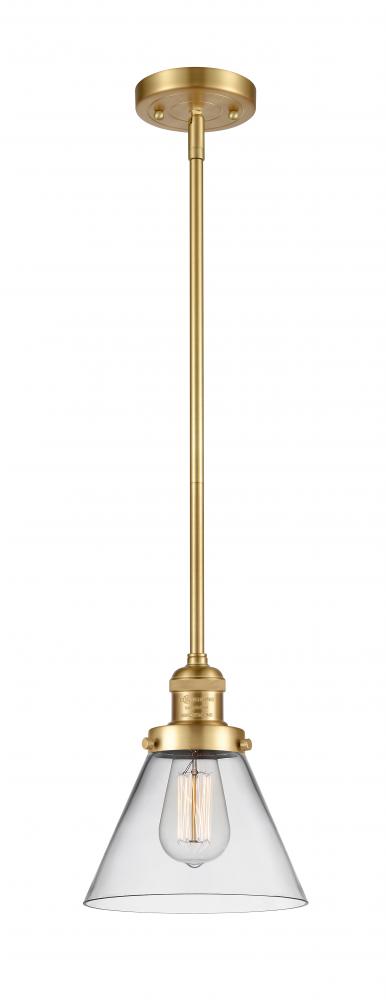Cone - 1 Light - 8 inch - Satin Gold - Stem Hung - Mini Pendant