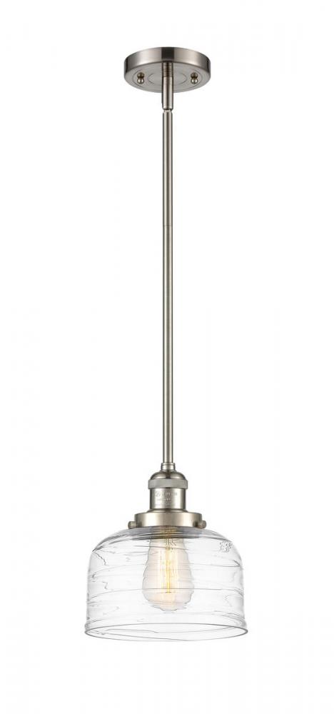 Bell - 1 Light - 8 inch - Brushed Satin Nickel - Stem Hung - Mini Pendant