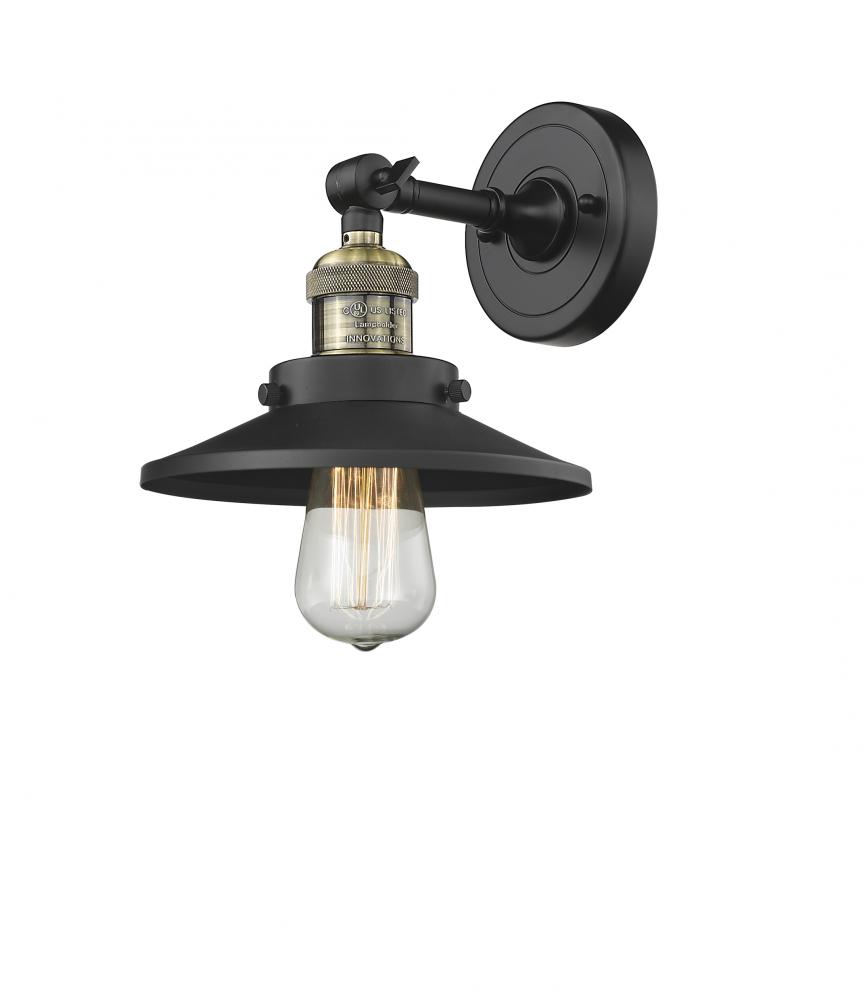 Railroad - 1 Light - 8 inch - Black Antique Brass - Adjustable Sconce