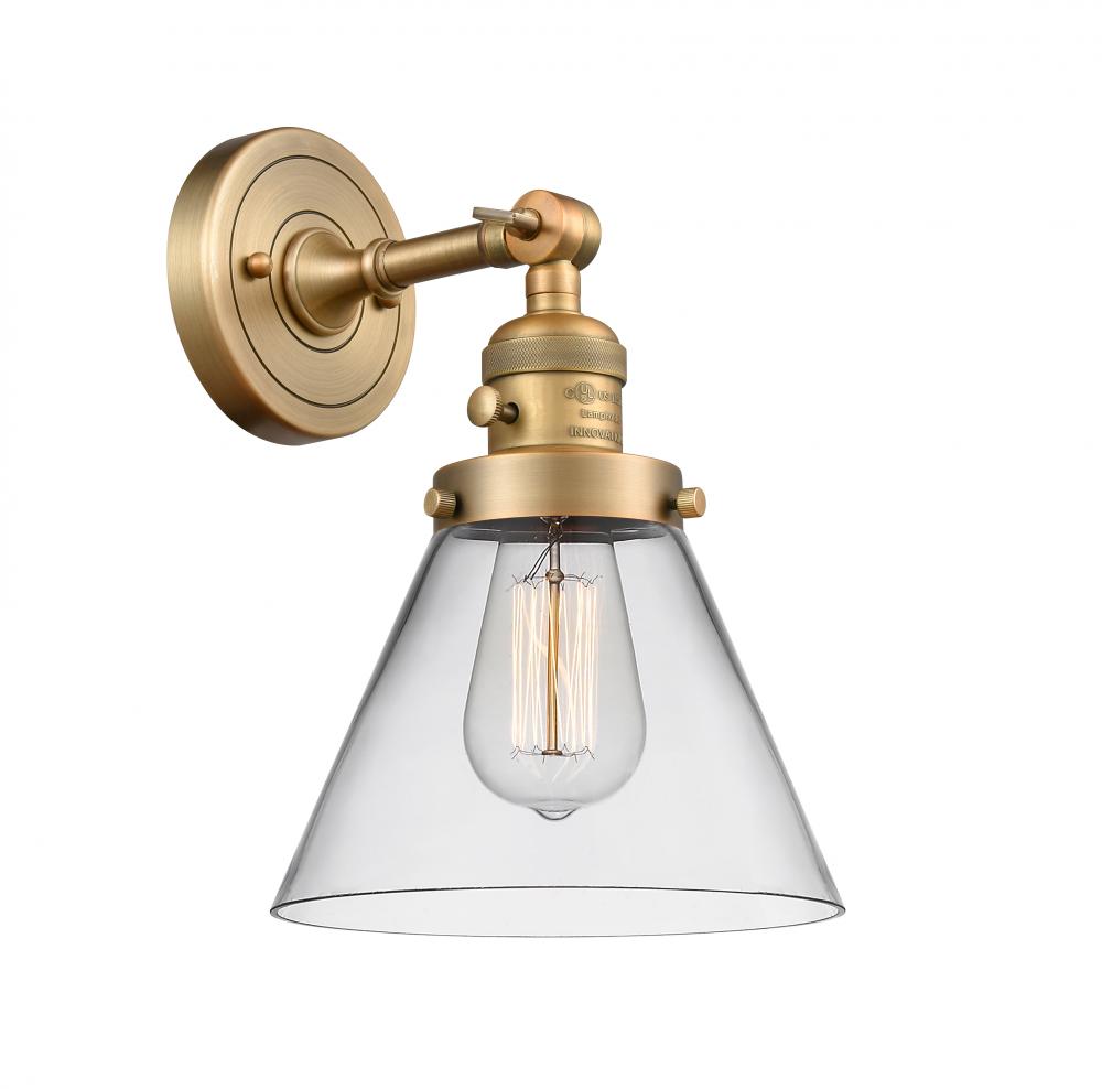 Cone - 1 Light - 8 inch - Brushed Brass - Adjustable Sconce