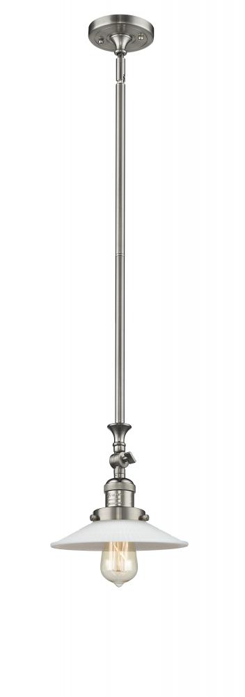 Halophane - 1 Light - 9 inch - Brushed Satin Nickel - Stem Hung - Adjustable Mini Pendant