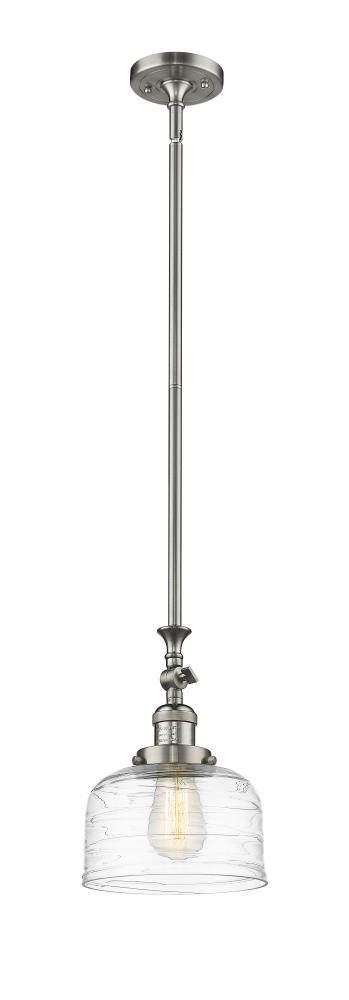 Bell - 1 Light - 8 inch - Brushed Satin Nickel - Stem Hung - Adjustable Mini Pendant