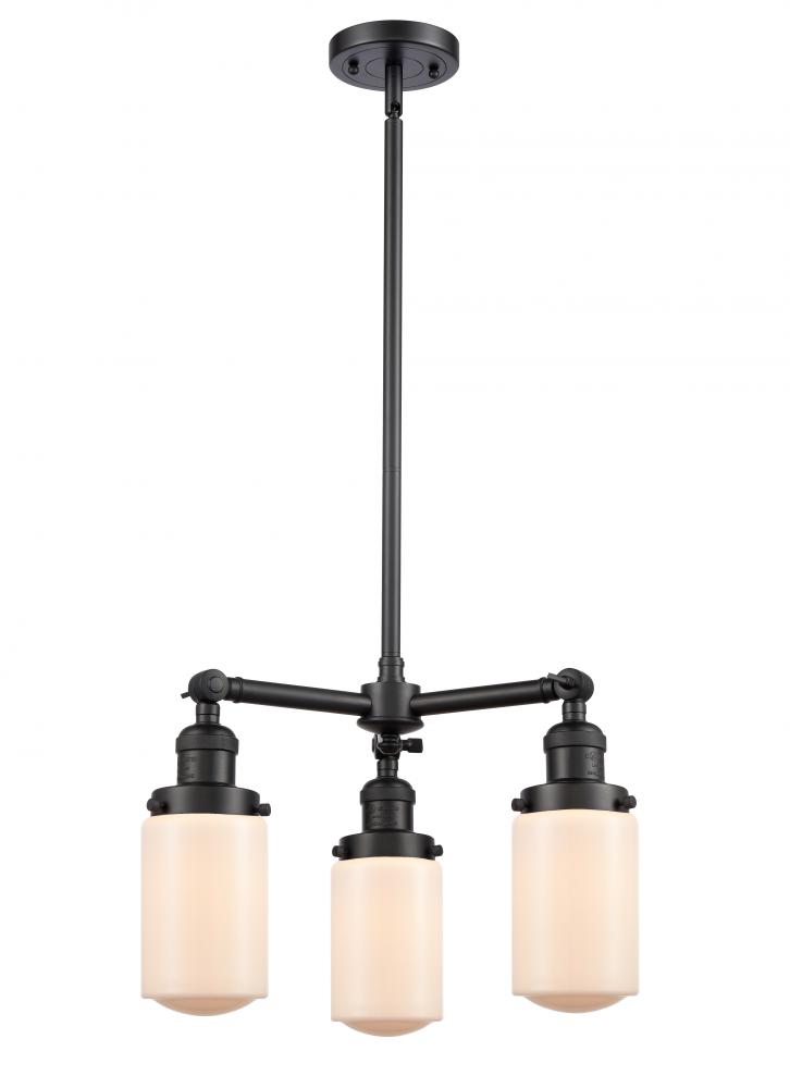 Dover - 3 Light - 17 inch - Matte Black - Stem Hung - Chandelier