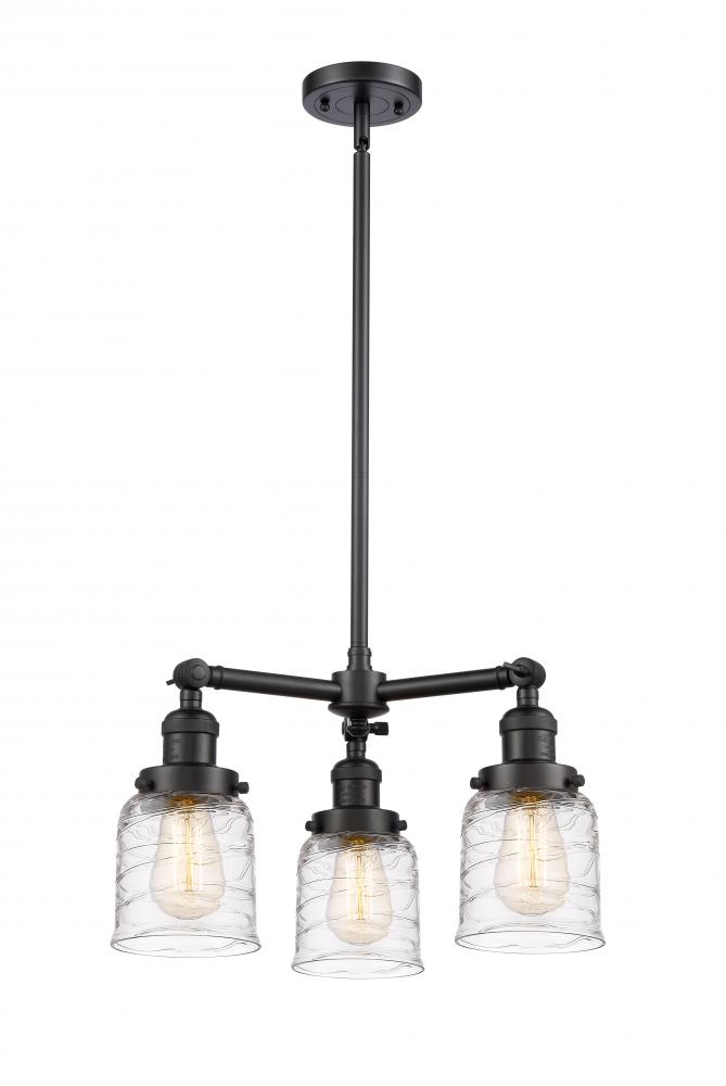 Bell - 3 Light - 19 inch - Matte Black - Stem Hung - Chandelier