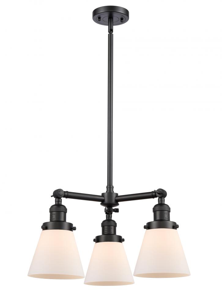 Cone - 3 Light - 19 inch - Matte Black - Stem Hung - Chandelier