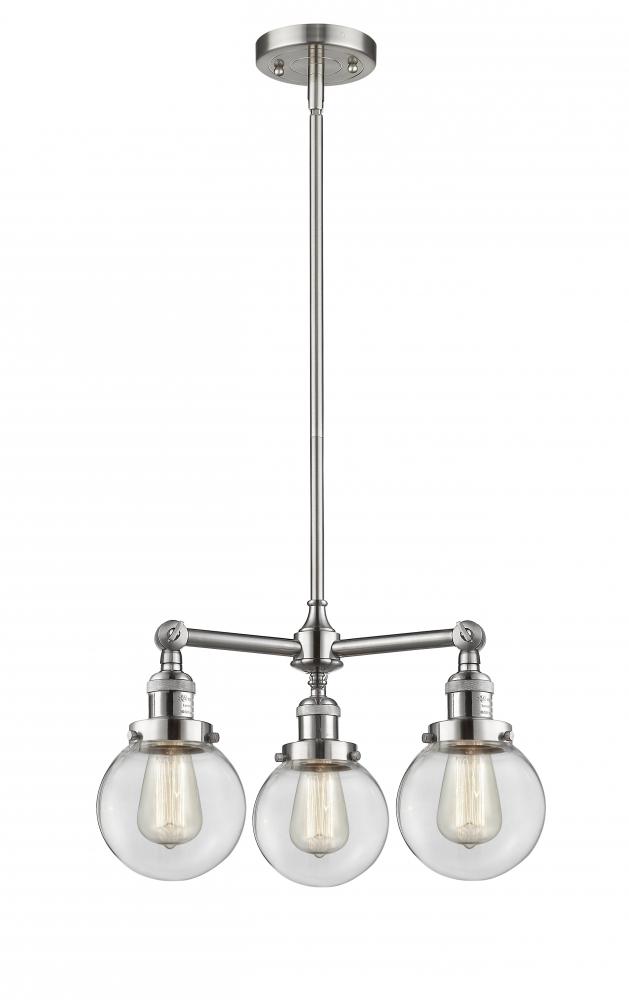 Beacon - 3 Light - 19 inch - Brushed Satin Nickel - Stem Hung - Chandelier