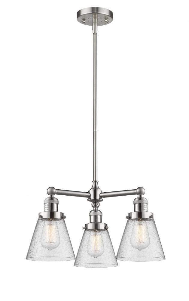 Cone - 3 Light - 19 inch - Brushed Satin Nickel - Stem Hung - Chandelier