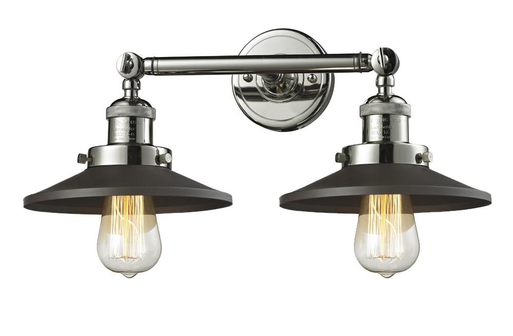 Railroad - 2 Light - 18 inch - Polished Nickel - Adjustable Bath Vanity Light