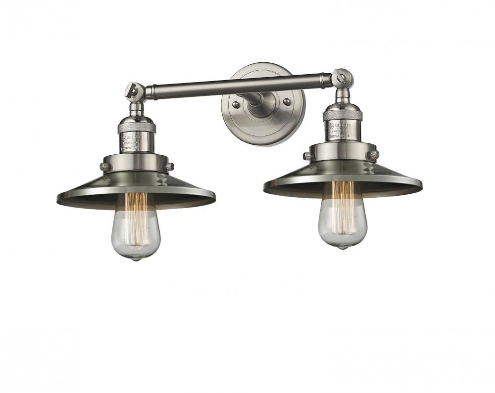 Railroad - 2 Light - 18 inch - Brushed Satin Nickel - Adjustable Bath Vanity Light