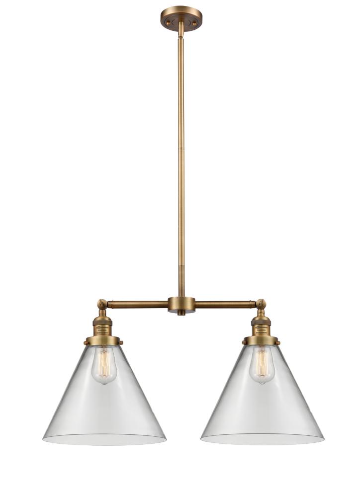 Cone - 2 Light - 21 inch - Brushed Brass - Stem Hung - Adjustable Island Light