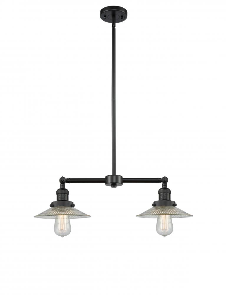 Halophane - 2 Light - 21 inch - Matte Black - Stem Hung - Adjustable Island Light
