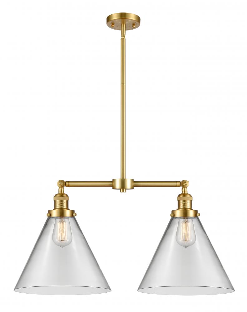 Cone - 2 Light - 21 inch - Satin Gold - Stem Hung - Adjustable Island Light